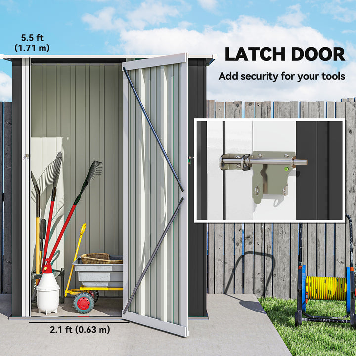 MCL 5ft x 3ft Garden Storage Shed, Outdoor Metal Shed with Sloped Roof, Lockable Door for Tools, Equipment, Grey