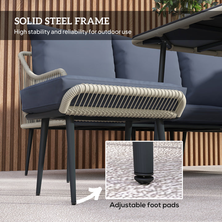 Six-Piece Rattan Strong Garden Sofa Set - Grey