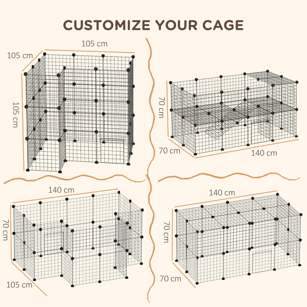 DIY Pet Playpen Metal Wire Fence Indoor Outdoor Rabbit Small Animals Cage 36 Panel Enclosure Black