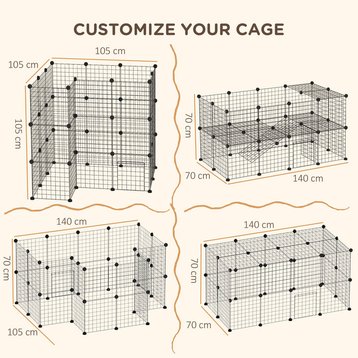 DIY Pet Playpen Metal Wire Fence Indoor Outdoor Rabbit Small Animals Cage 36 Panel Enclosure Black