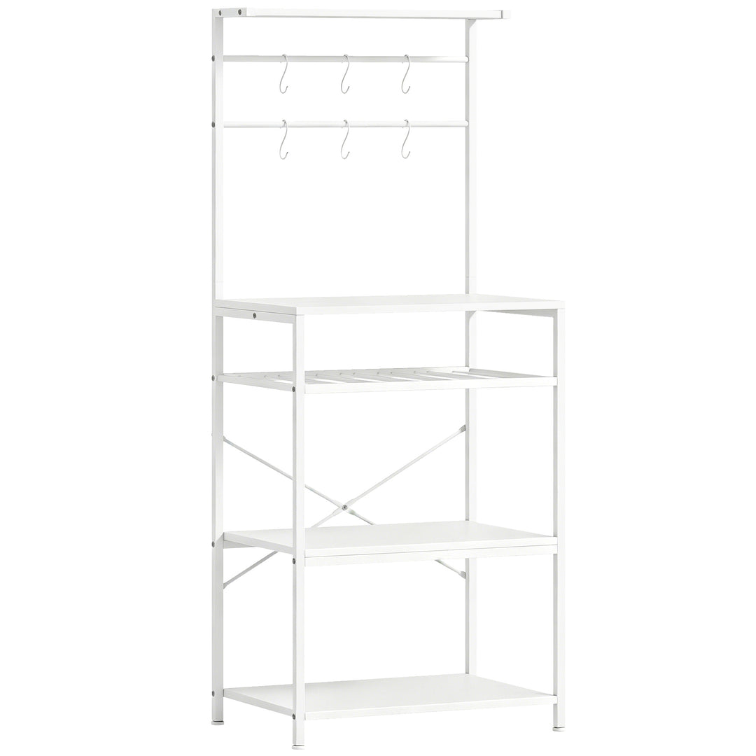 Freestanding Shelving Unit, Industrial Storage Shelf with 6 Hooks and 