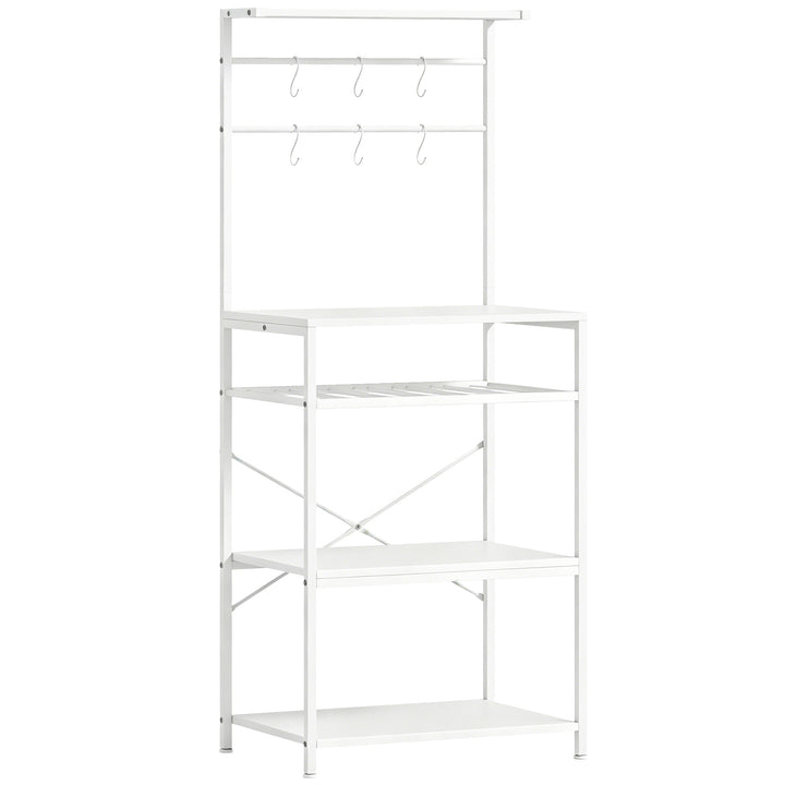 Freestanding Shelving Unit, Industrial Storage Shelf with 6 Hooks and 