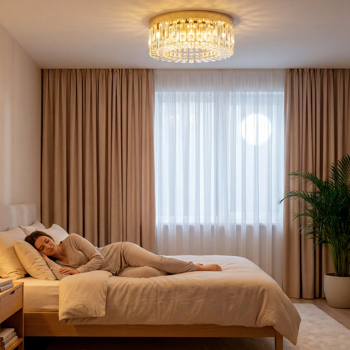 Crystal Chandeliers with 160 Crystal Pendants, 6-Light Ceiling Light f