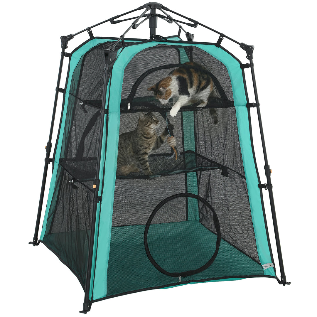 Cat Tent, 3-Tier Portable Pet Tent for Indoor Outdoor, Cat House with 