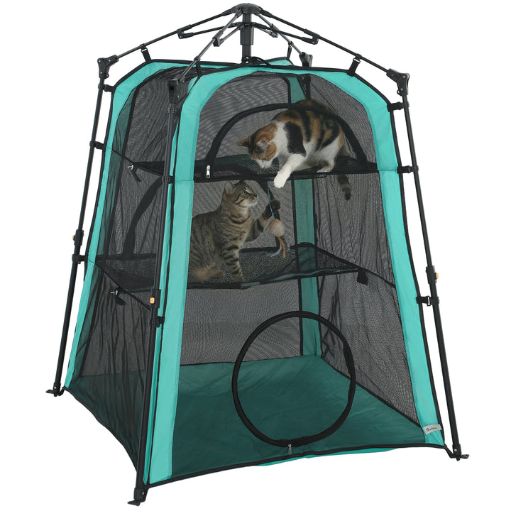 Cat Tent, 3-Tier Portable Pet Tent for Indoor Outdoor, Cat House with 