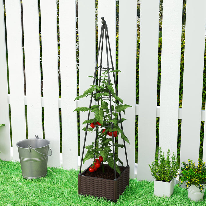 Raised Bed for Garden, Raised Garden Bed Planter Box with Trellis, Self Watering, Drainage Holes and Plugs