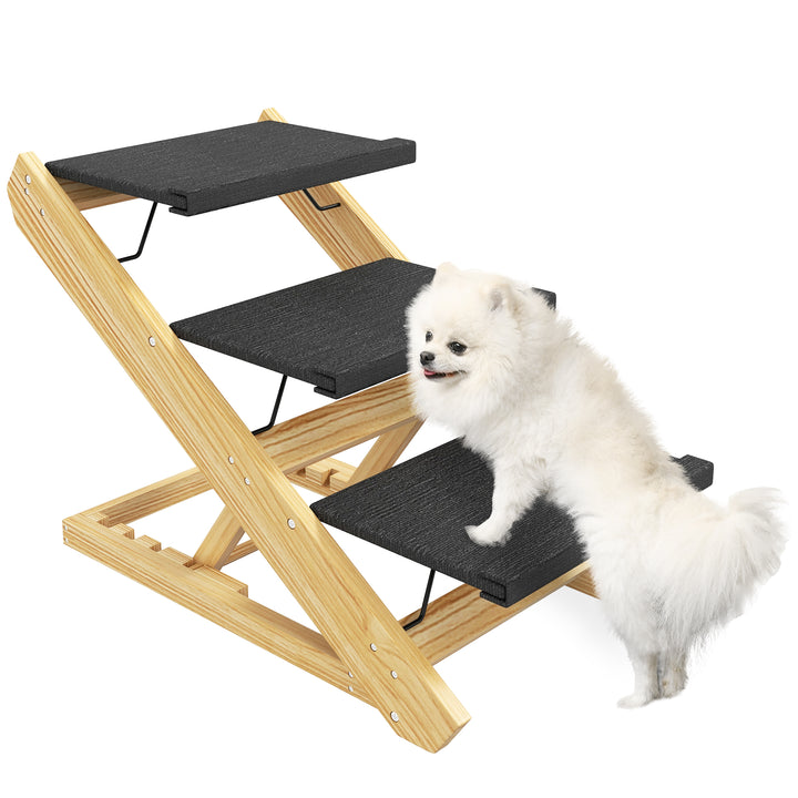 Adjustable Dog Steps Dog Ramp, 3-Step Non-slip Pet Stairs for Medium S