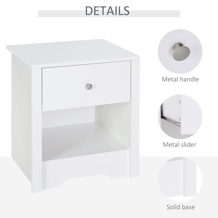 MCL Modern Bedside Table, Nightstand with Drawer Shelf, End Table for Living room, Bedroom White