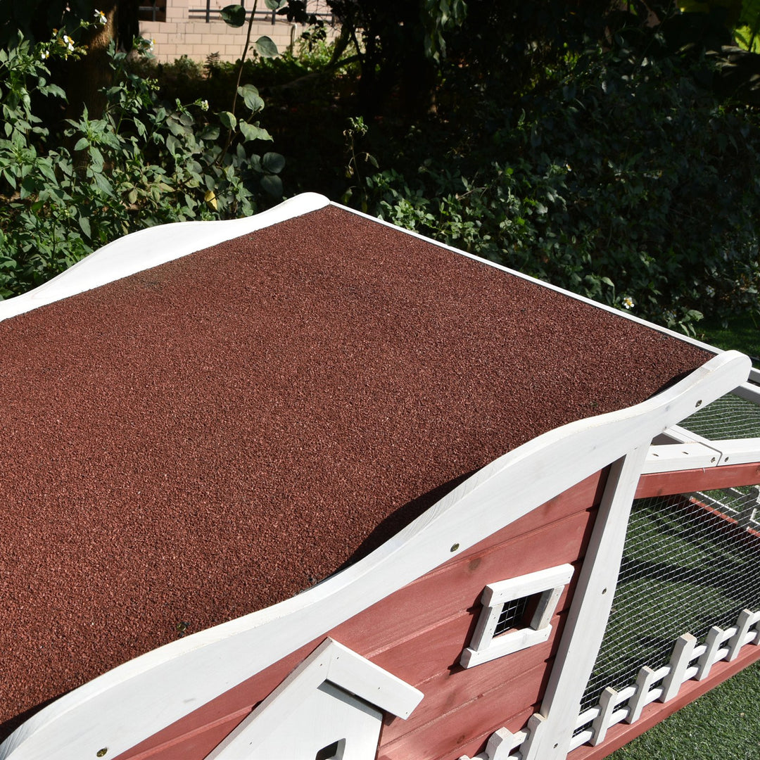 Rabbits Outdoor Fir Wood Guinea Pigs Hutches w/ Ramp Wine-Brown