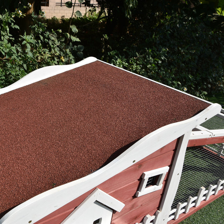 Rabbits Outdoor Fir Wood Guinea Pigs Hutches w/ Ramp Wine-Brown