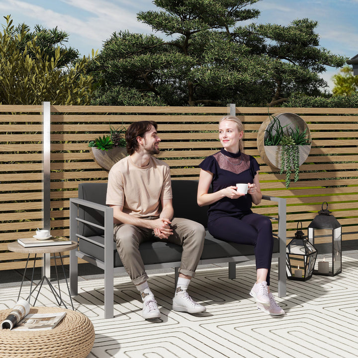 Two-Seater Aluminium Garden Sofa - Grey