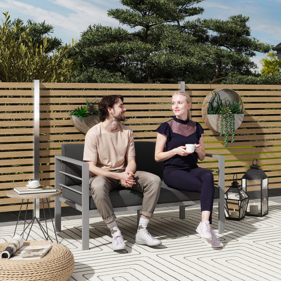 Two-Seater Aluminium Garden Sofa - Grey