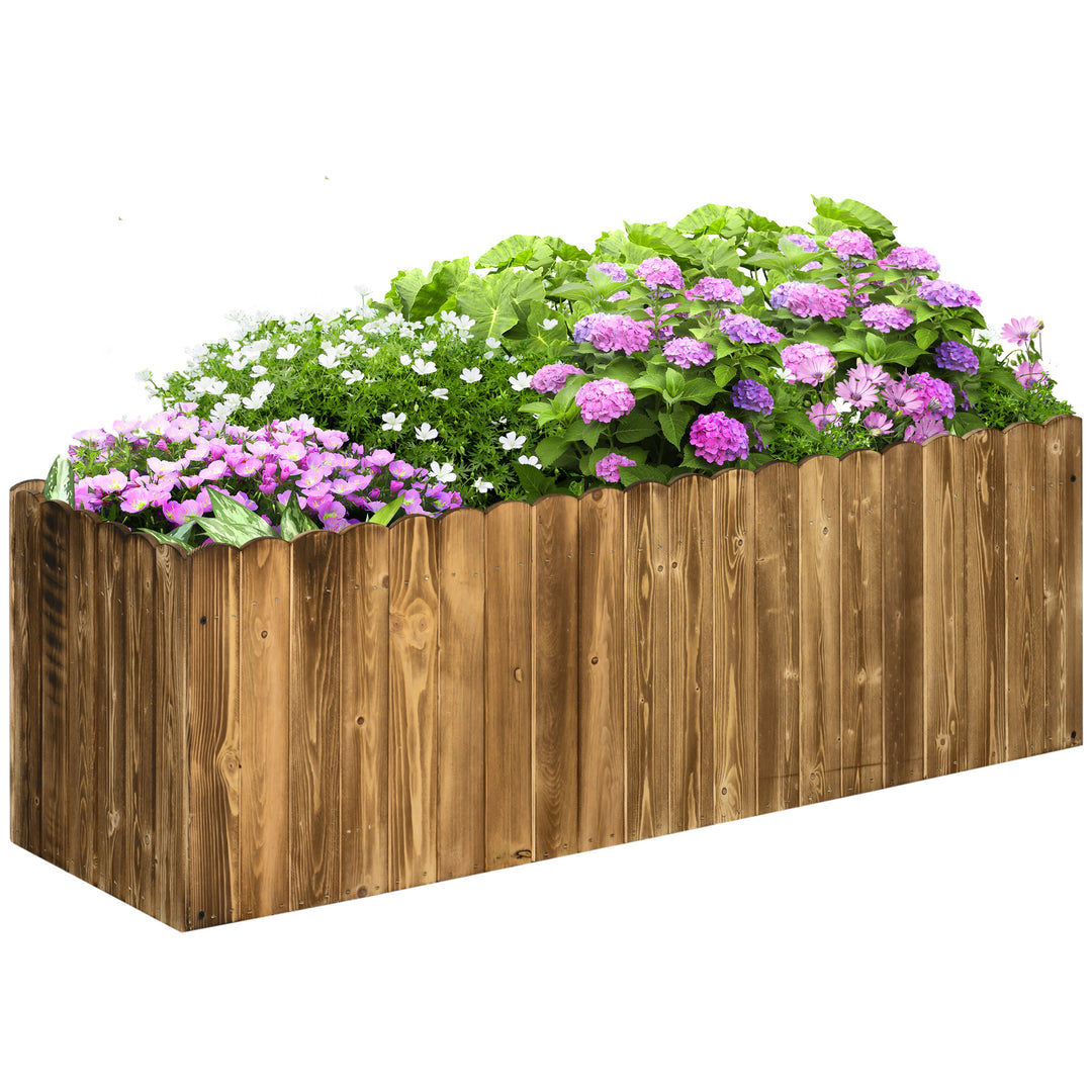 172L Raised Garden Bed, Wooden Rectangle Planter Box, Outdoor Herb Vegetable Flower Pot (120L x 40W x 40H cm)