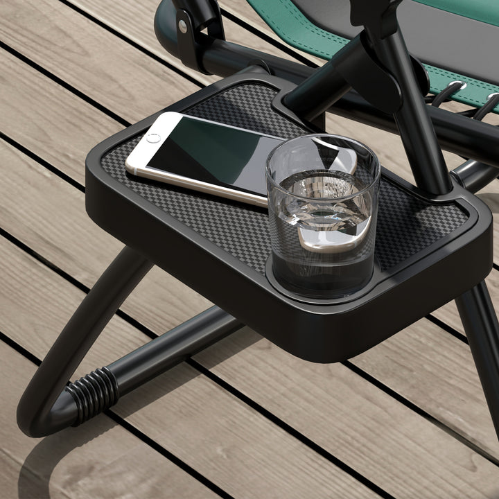 Zero Gravity Lounger Chair, Folding Reclining Patio Chair with Padded Seat, Cup Holder, Soft Cushion and Headrest for Poolside, Camping, Green
