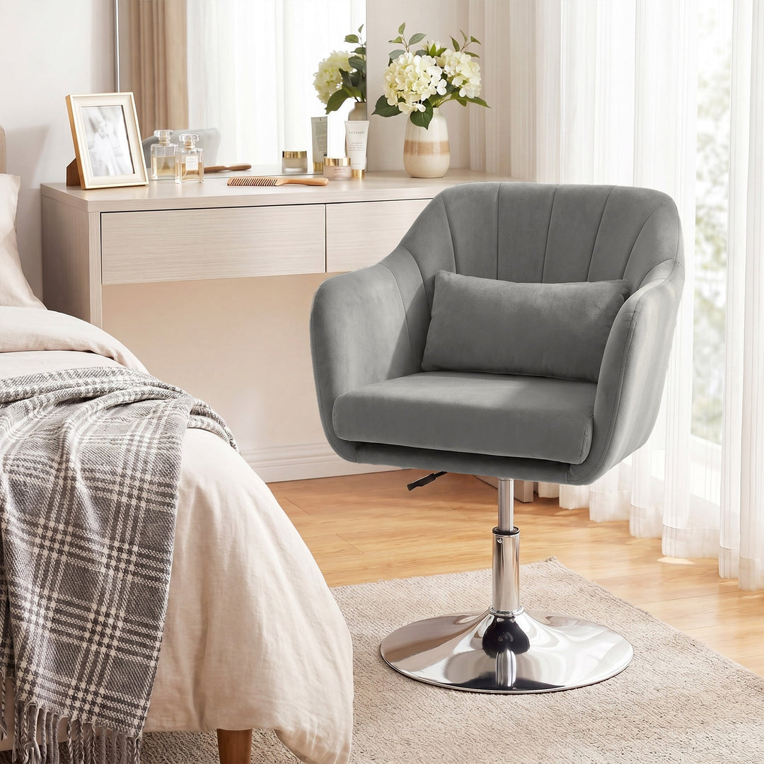 Retro Velvet Swivel Tub Chair with Steel Frame, Cushion Seat