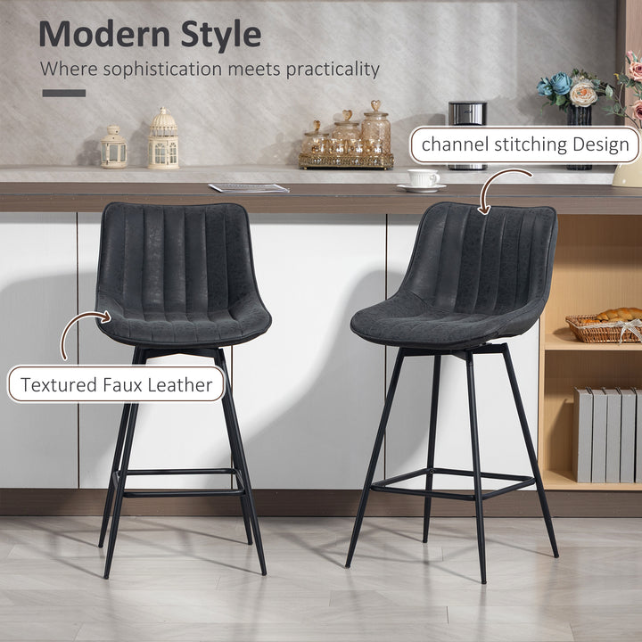 Set of 2 PU Leather Swivel Bar Stools