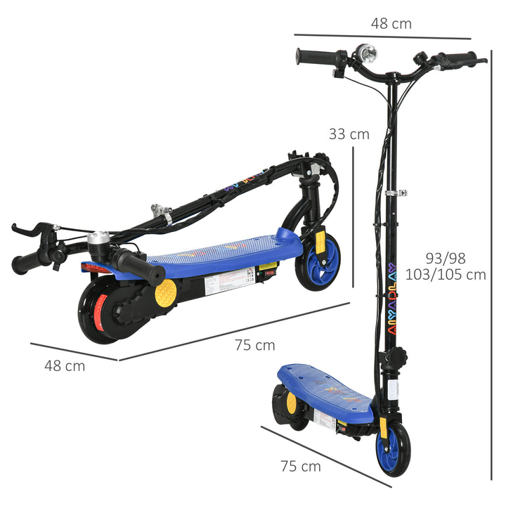 Foldable Electric Scooter, with LED Headlights, for Ages 7-14 Years, Blue