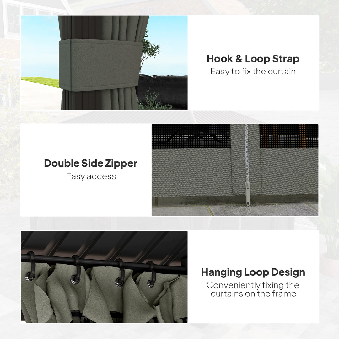 3.6 x 3 m Aluminium Hardtop Gazebo, with Accessories - Dark Grey