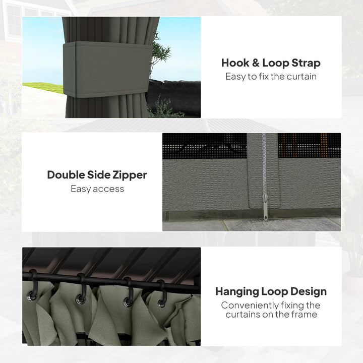 3.6 x 3 m Aluminium Hardtop Gazebo, with Accessories - Dark Grey