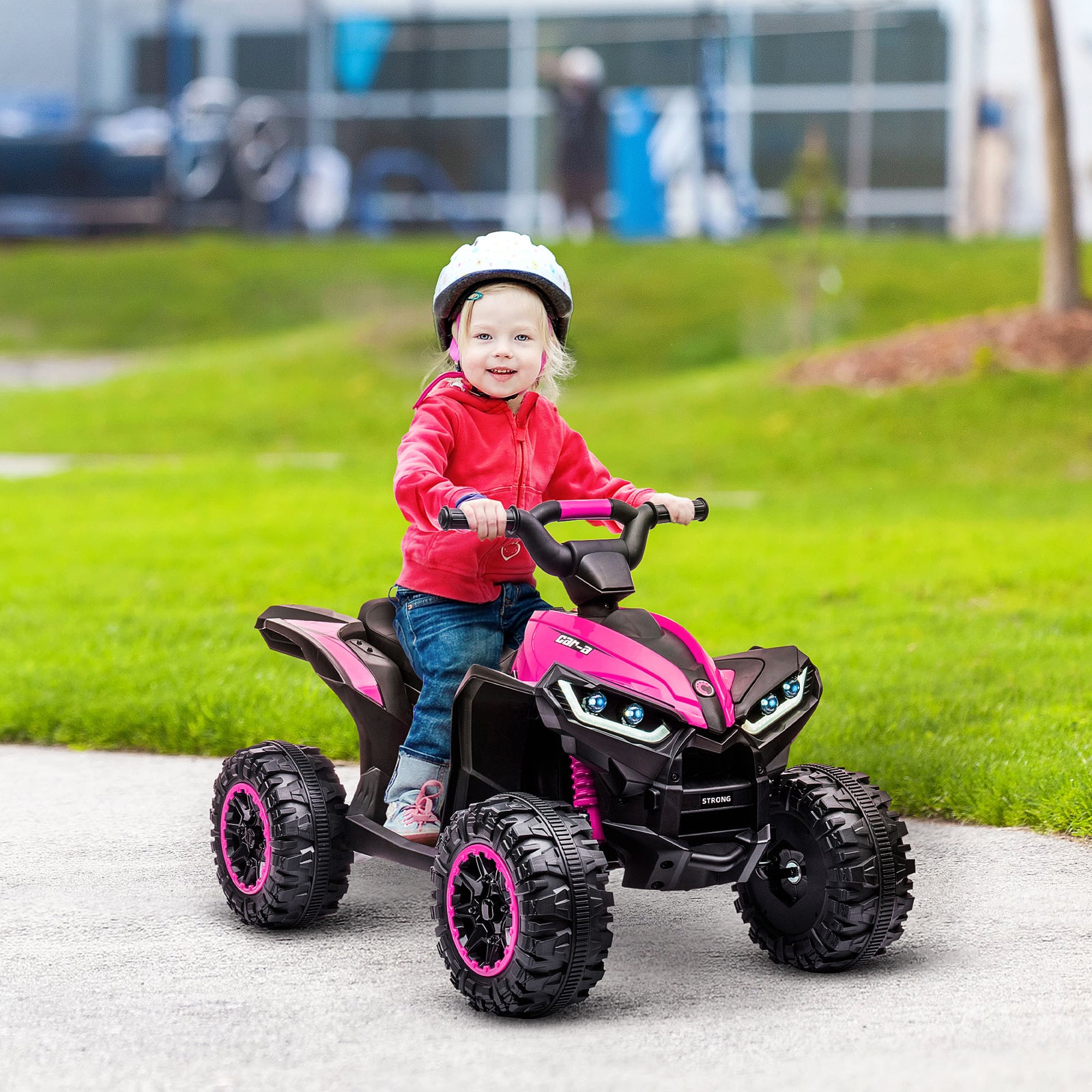 12V Ride-On Quad Bike w/ Music, Horn, for Ages 3-5 Years - Pink