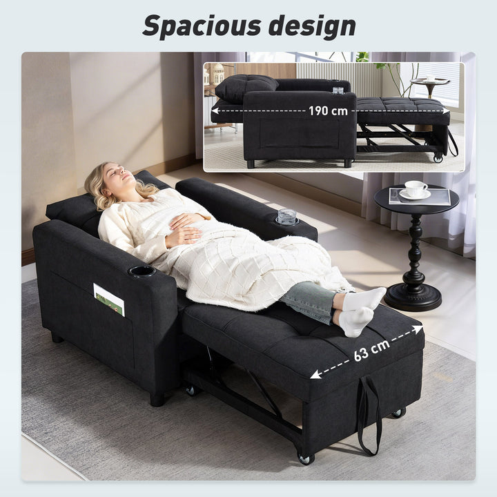 3-in-1 Single Sofa Bed, Convertible Sleeper Chair Bed