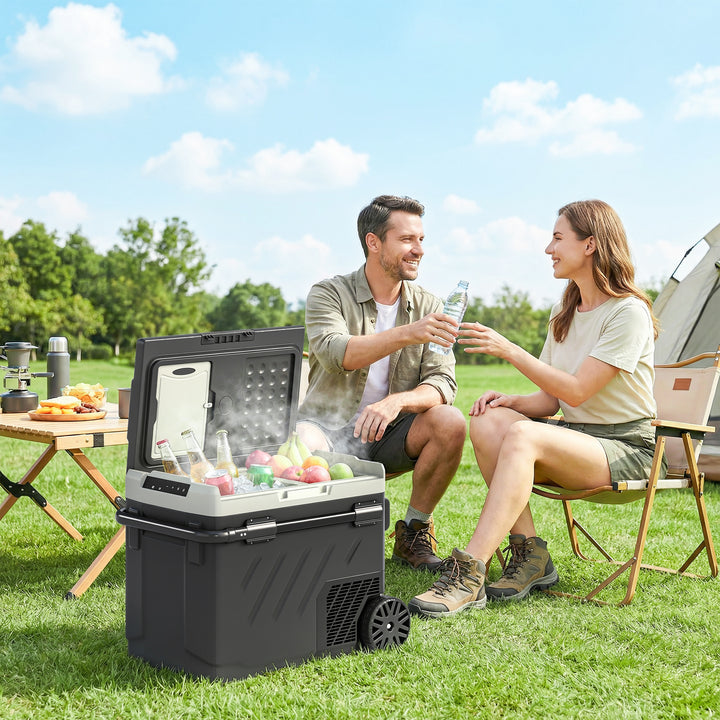 49L Compressor Car Fridge Freezer, Dual Zone Camping Refrigerator with