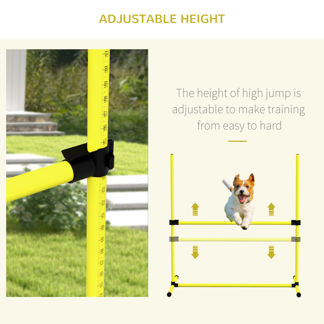 4 Pieces Dog Agility Training Equipment, Adjustable Height Jumps Hurdle with Carrying Bag for Outdoor, Yellow
