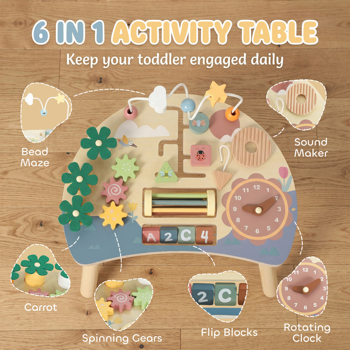 Wooden Baby Activity Table for 1-3 Years, 6-in-1 Montessori Activity - view 4