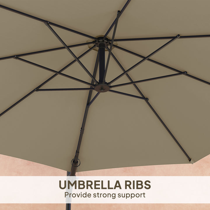 3(m) Wall-Mounted Parasol Shade, with Handle - Khaki