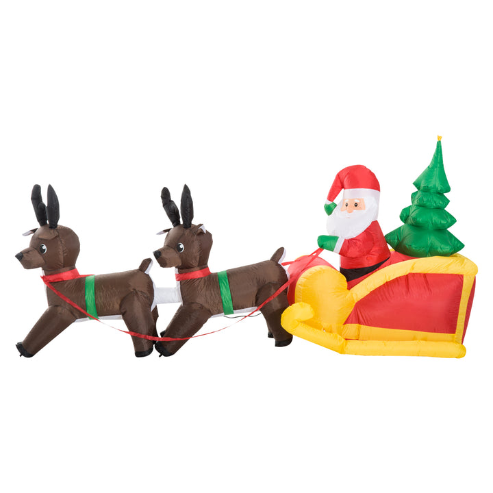 Large Self-inflating Inflatable Xmas Santa Claus Sledge Sleigh w/Reindeer LED Outdoor Blow Up Christmas Decoration