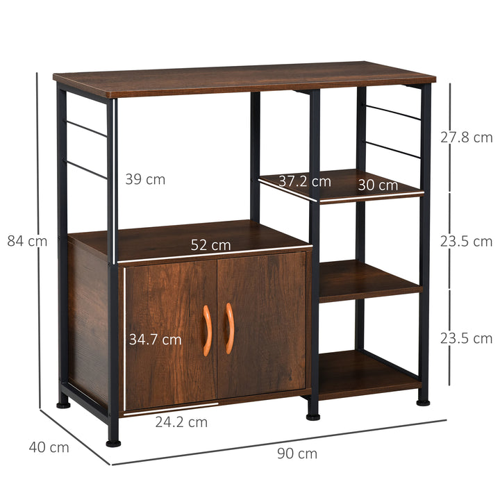 HOMCOM Industrial Storage Shelf Side Table Metal Frame End Desk with Cabinet & Rack for Living Room, Kitchen