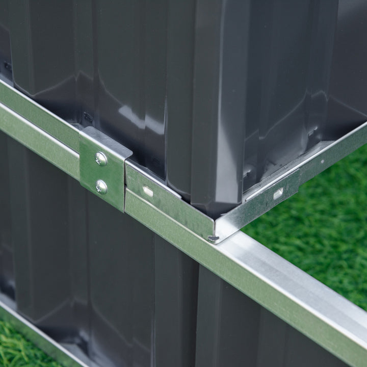 MCL 3 Tier Raised Garden Bed, Metal Elevated Planer Box Kit Flower Pot w/ A Pairs of Glove for Garden, Patio to Grow Vegetables, Herbs, Flowers, 118 x 118 x 62 cm, Grey