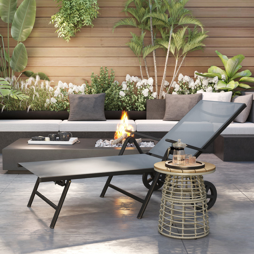 Five-Position Reclining Sun Lounger - Grey
