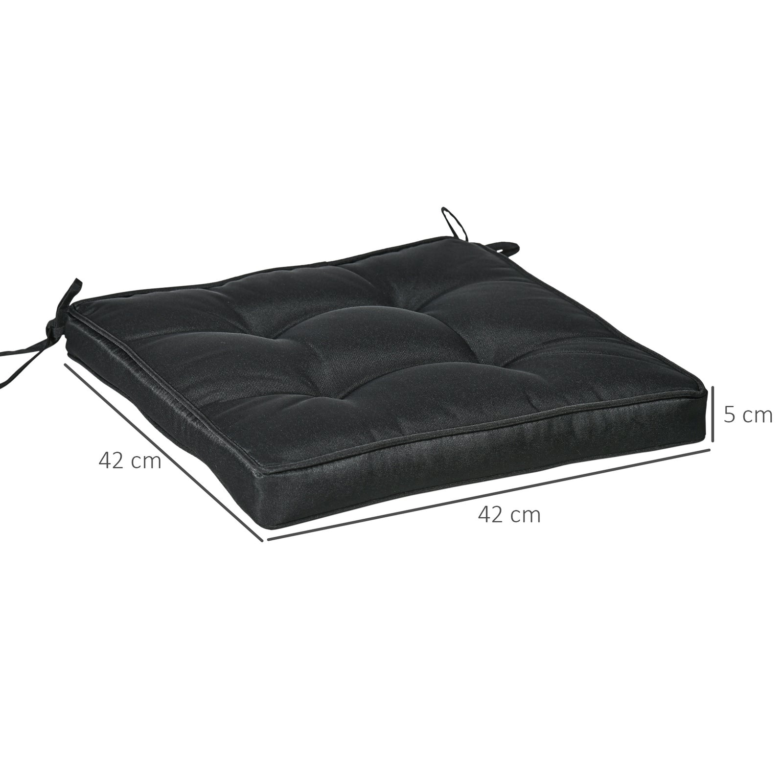 Set of 4 Garden Seat Cushion with Ties, 42 x 42cm Replacement Dining C