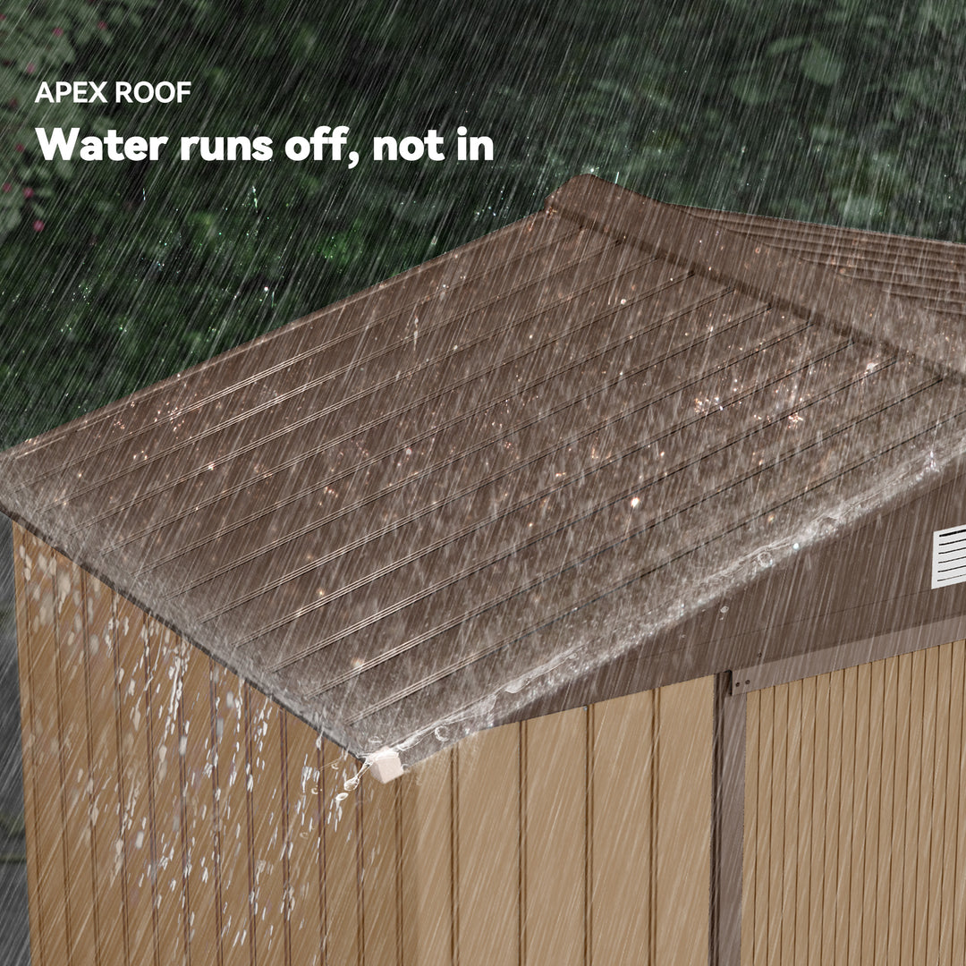 MCL 7 x 4ft Lockable Metal Garden Tool Storage Shed, Outdoor Storage Shed with Foundation and vents, Light Brown