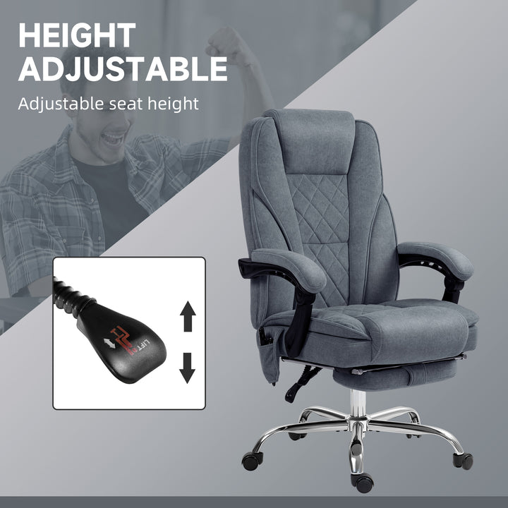 Massage Office Chair, Heated Reclining Computer Chair with Adjustable Height and Footrest, Dark Grey