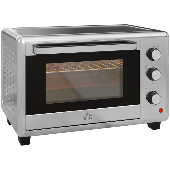 HOMCOM 30L 60-230°C Mini Electric Oven, with Accessories - Silver Tone | Aosom UK