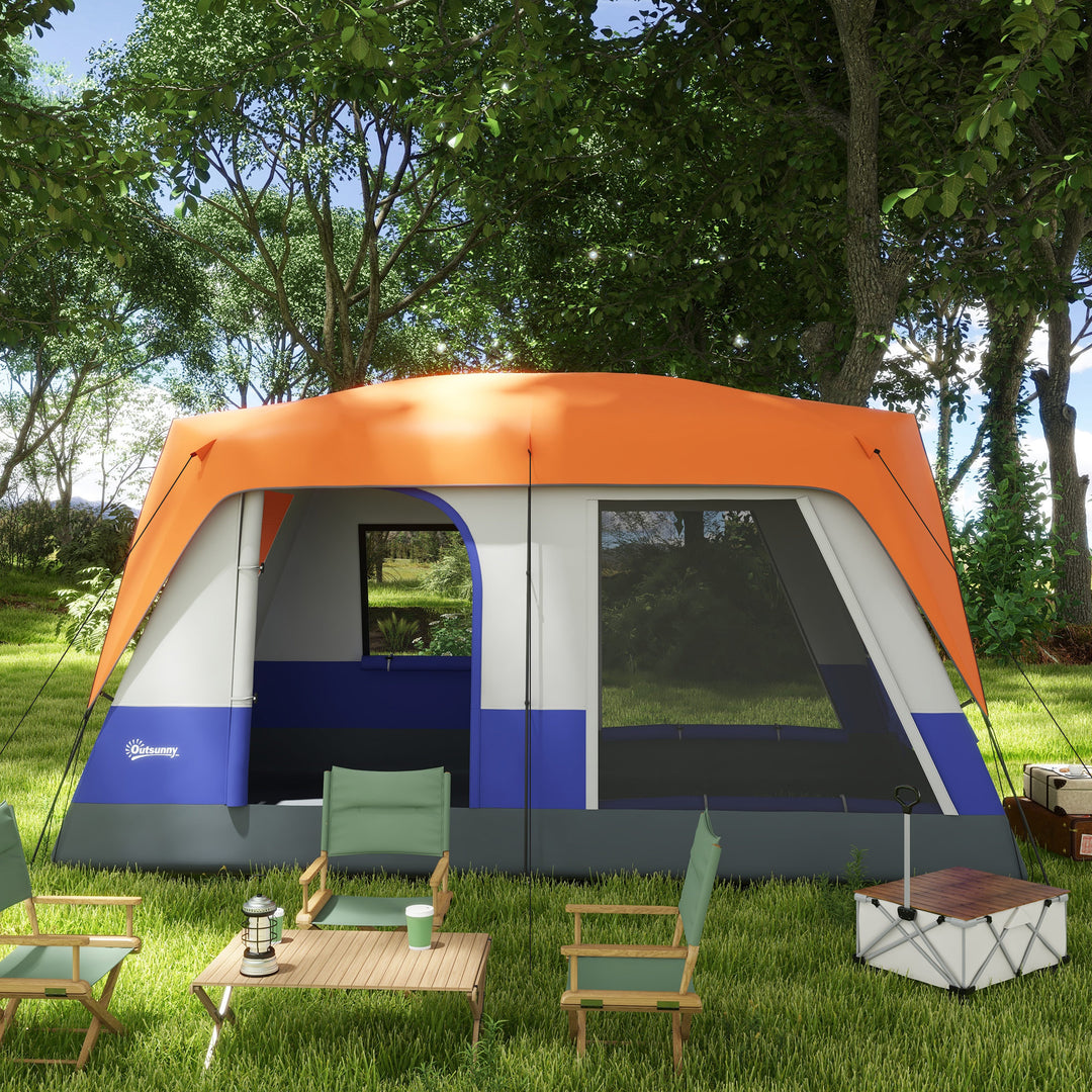 Six-Man Camping Tent, with Small Rainfly and Accessories - Orange