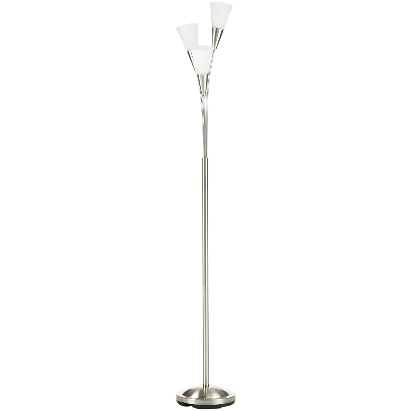 3-Light Upright Floor Lamps for Living Room, Modern Standing Lamp for Bedroom with Steel Base, Bulb not Included, Silver
