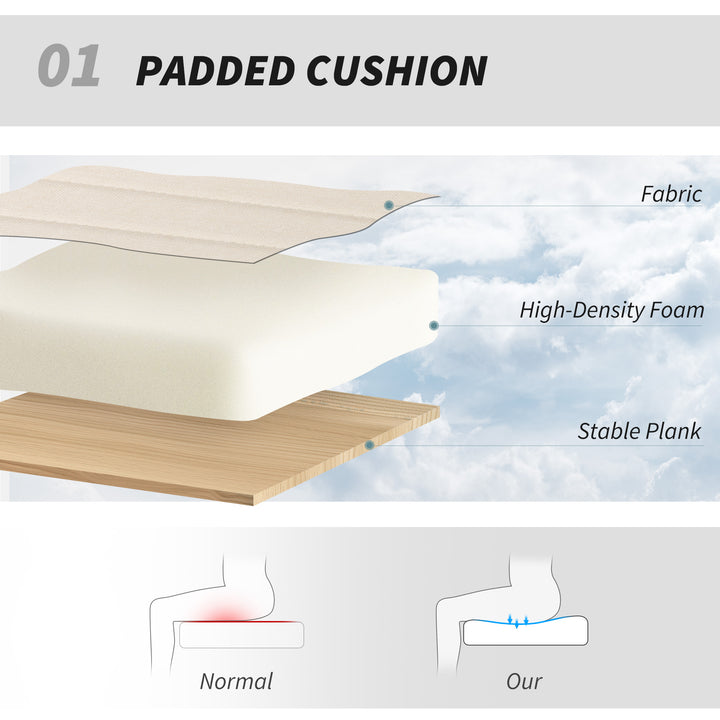 Armless Office Chair No Wheels, Linen Fabric Criss Cross Legged Desk Chair with Wide Seat, Thick Padding, Tilt Function, Height Adjustable Swivel Computer Seat for Home, Cream