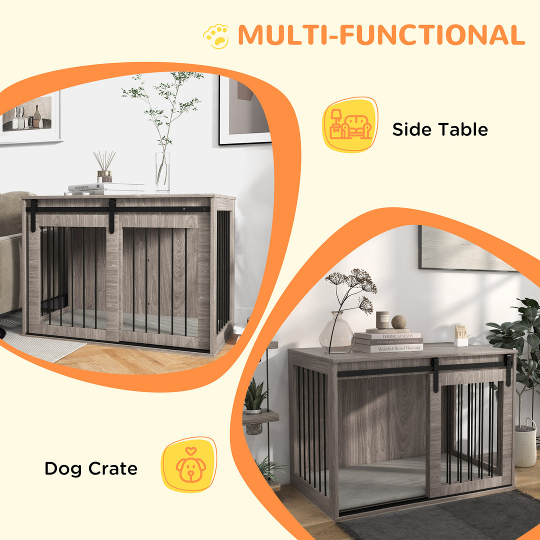 PawHut Dog Crate Furniture with Removable Cushion for Large-Sized Dogs, 100 x 60 x 63 cm, Brown