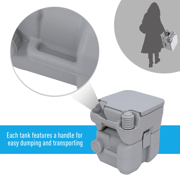 Outsunny Portable Travel Mobile Toilet Outdoor Camping Handle WC Grey