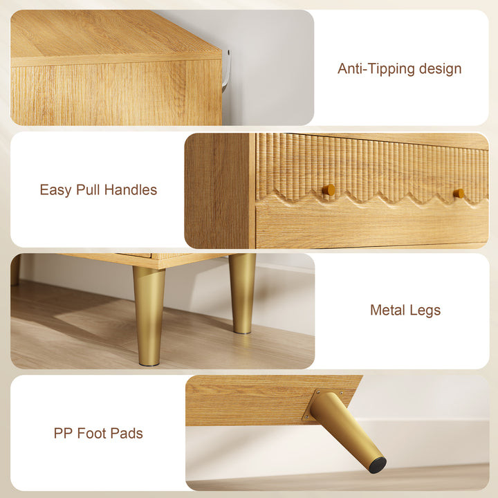 Dresser for Bedroom 3 Drawer Chest of Drawers with Steel Frame for Liv