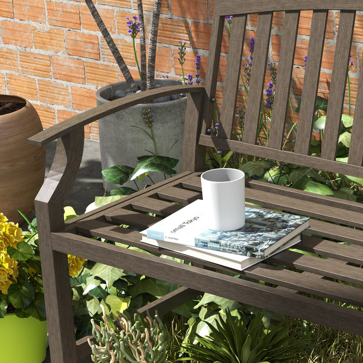 Two-Seater Simple Metal Bench - Brown