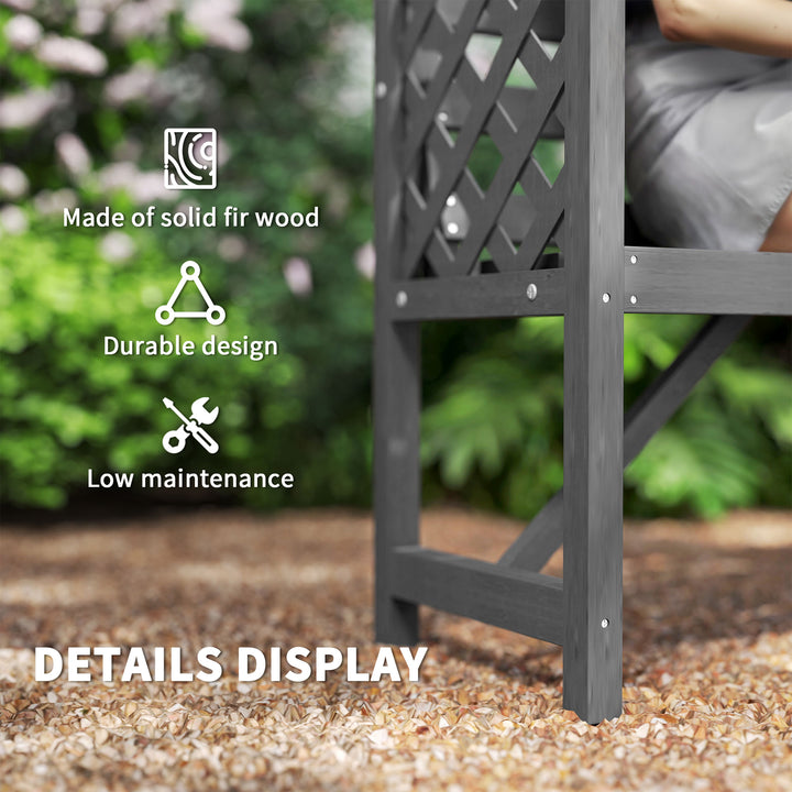 Garden Bench, Wooden Garden Arbour with Seat for Vines/Climbing Plants, Grey