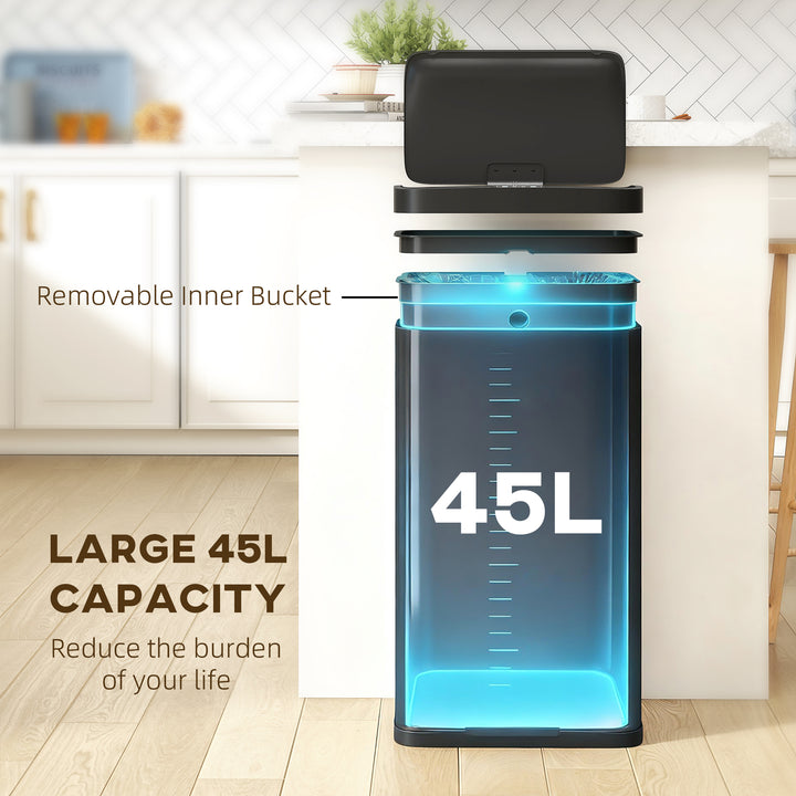 45L Stainless Steel Sensor Bin - Silver Tone