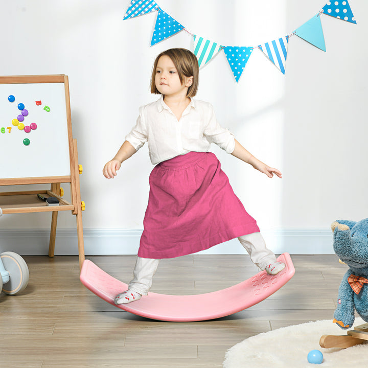 ZONEKIZ Pink Balance Board, Wobble Exercise Board for Children Ages 3-6, Coordination and Balance Improvement | Aosom UK