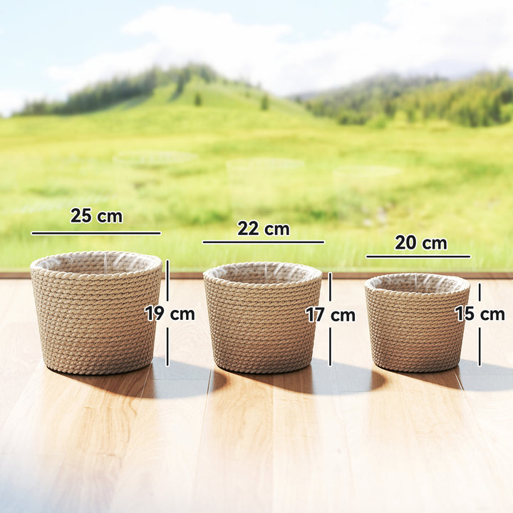 Seagrass Planters Set of 3 Plant Pots for Indoor Outdoor Patio Balcony
