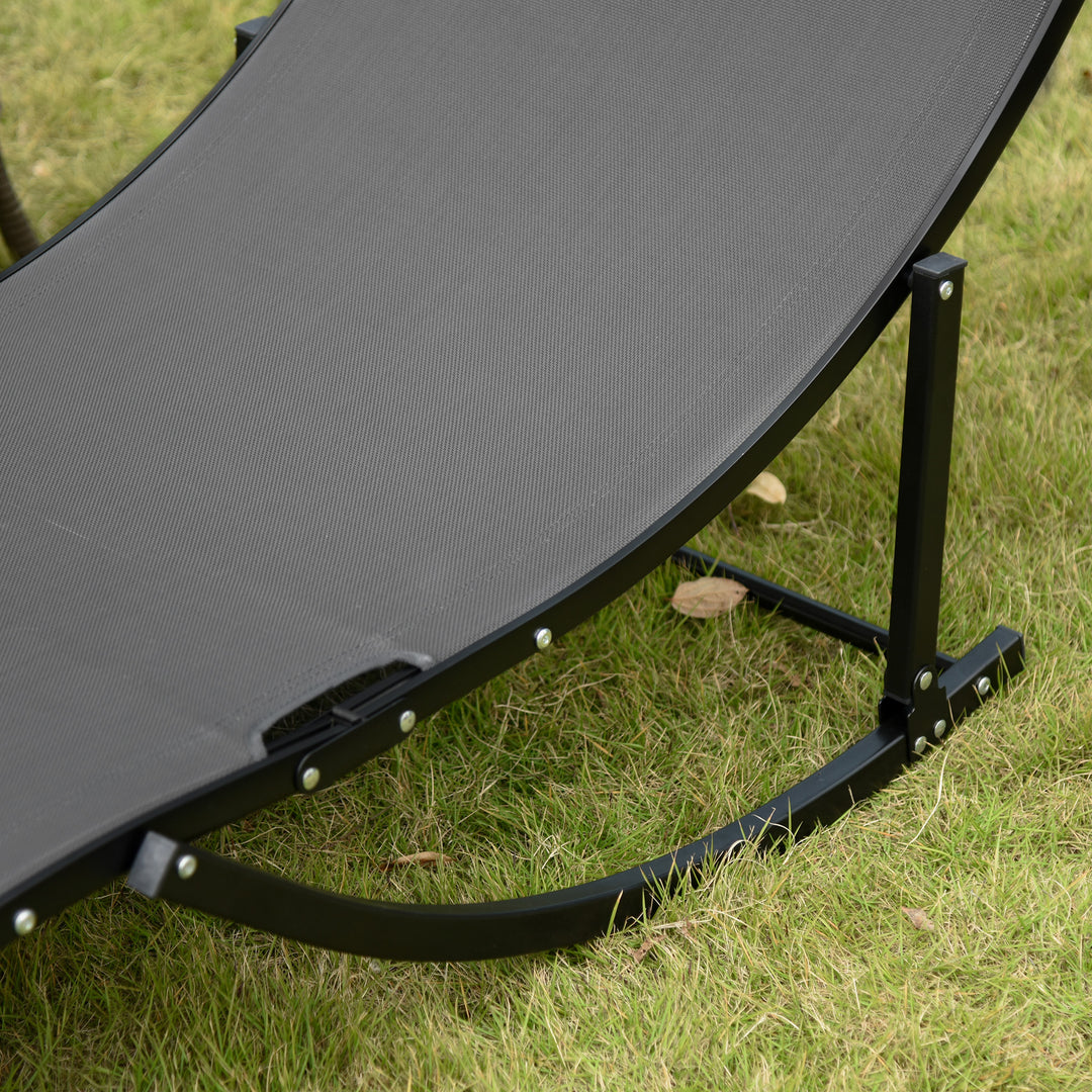 MCL Set of 2 S-shaped Foldable Lounge Chair Sun Lounger Reclining Outdoor Chair for Patio Beach Garden, Grey