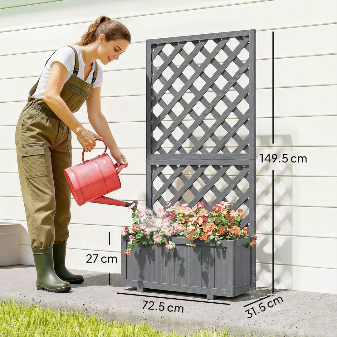 Wood Planter with Trellis for Climbing Plants, Raised Bed, Planter Box